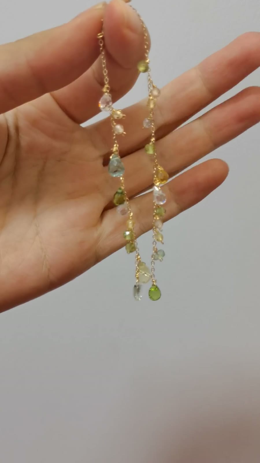 Bracelet ajustable en pierres naturelles or plaqué 14k