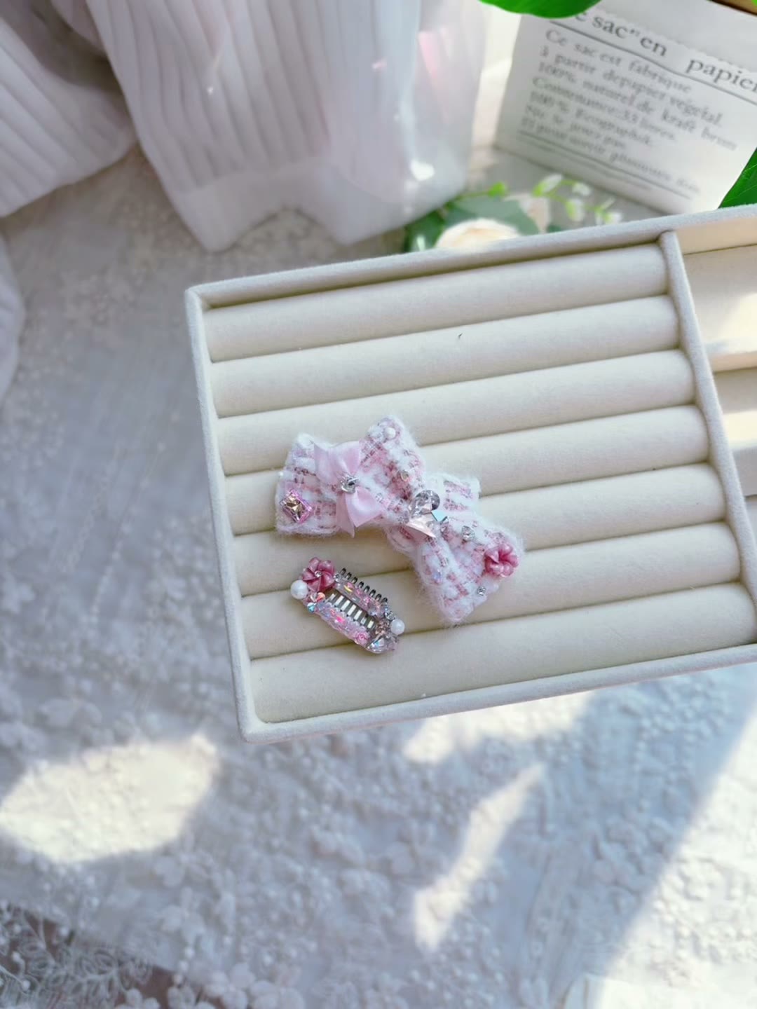 Handmade Rose Pink Pet Hair Bow Clip