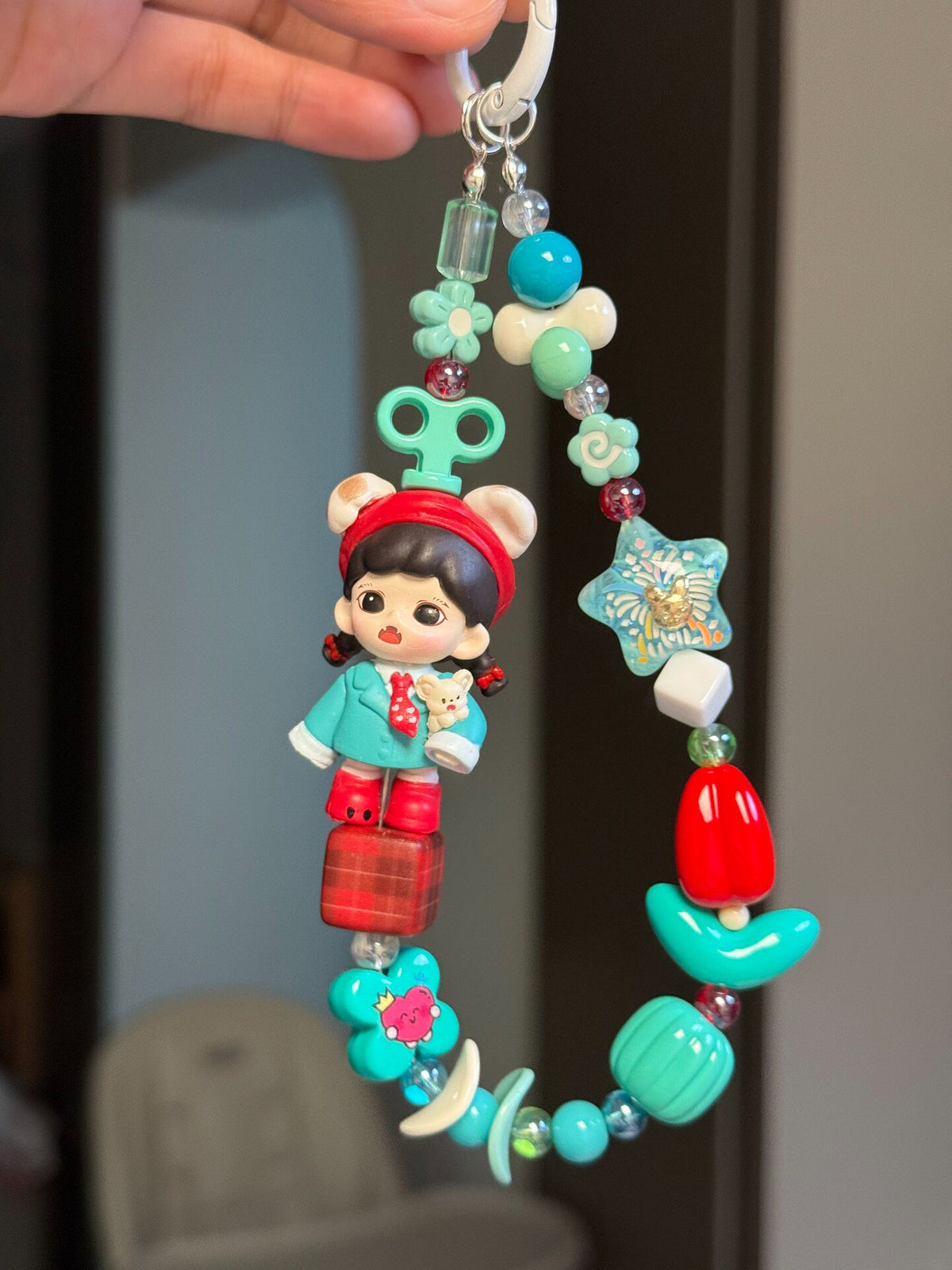 Handmade Doll Beaded Phone Charm Keychain