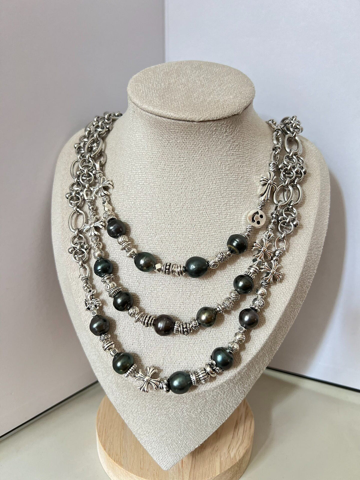 Tahitian Pearl Multi Strand Antique Necklace