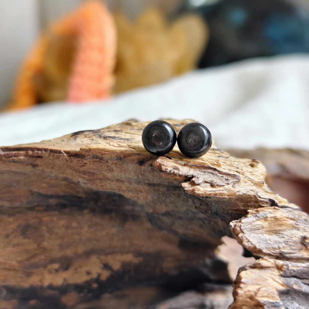 Goldstone Round Stud Earrings Pure Silver