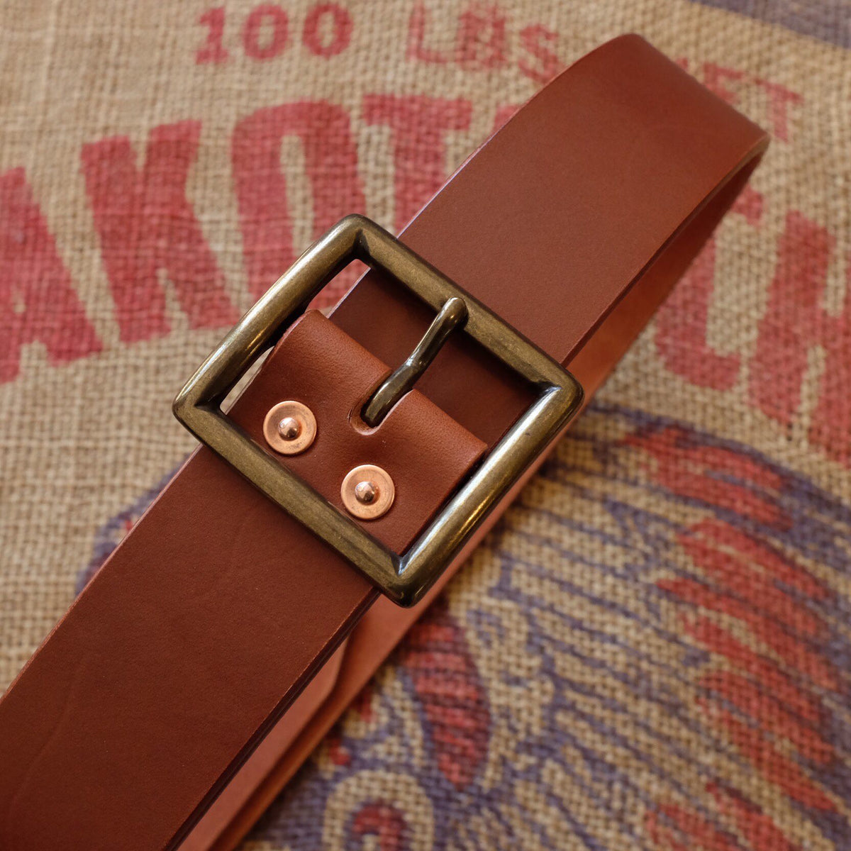 Vegetable Tanned Leather Belt 40mm Brass Buckle