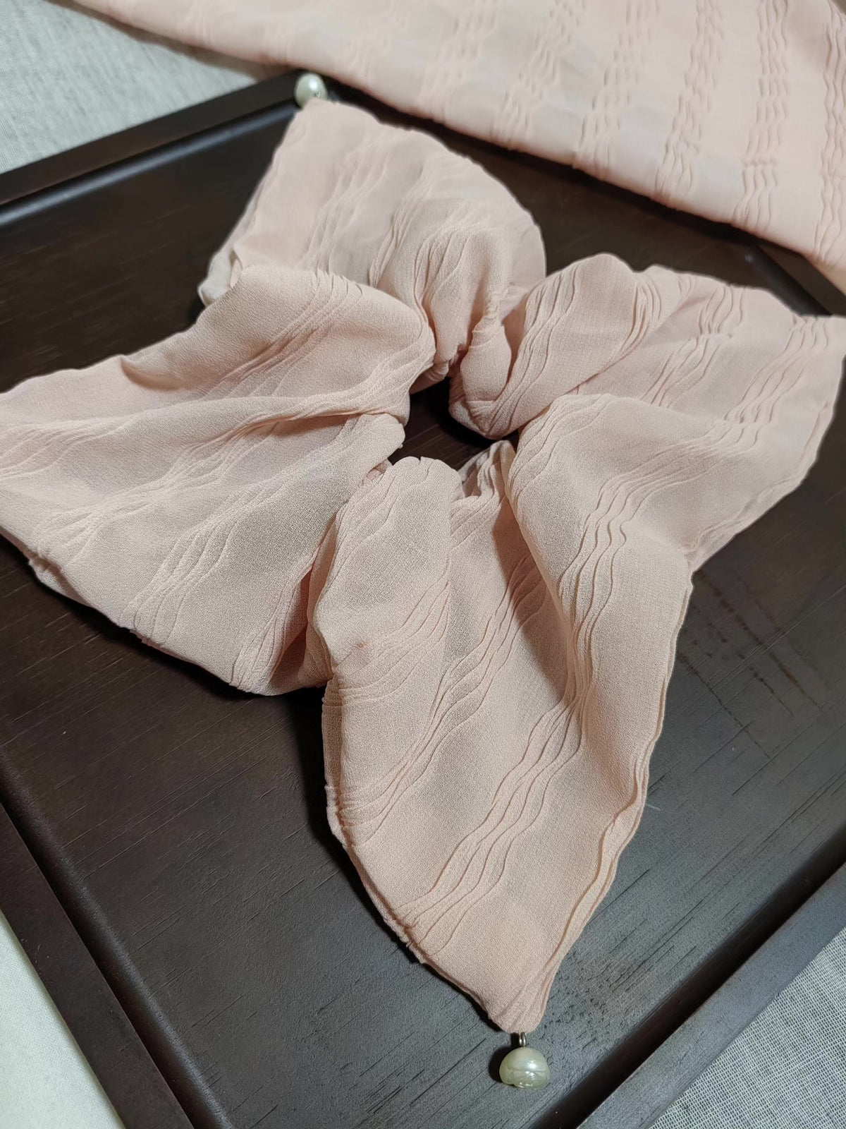 Pink Chiffon Bow Scrunchie Handmade