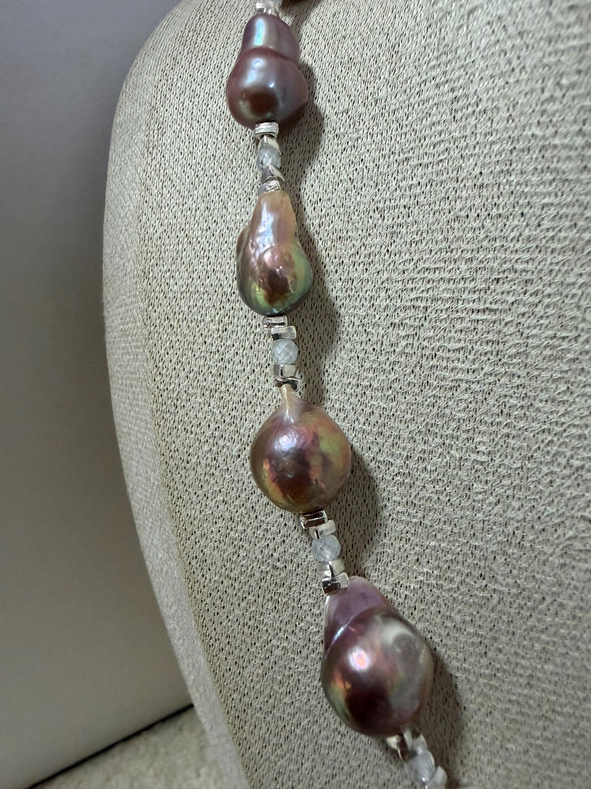 Purple Baroque Pearl Necklace with Iridescent Finish