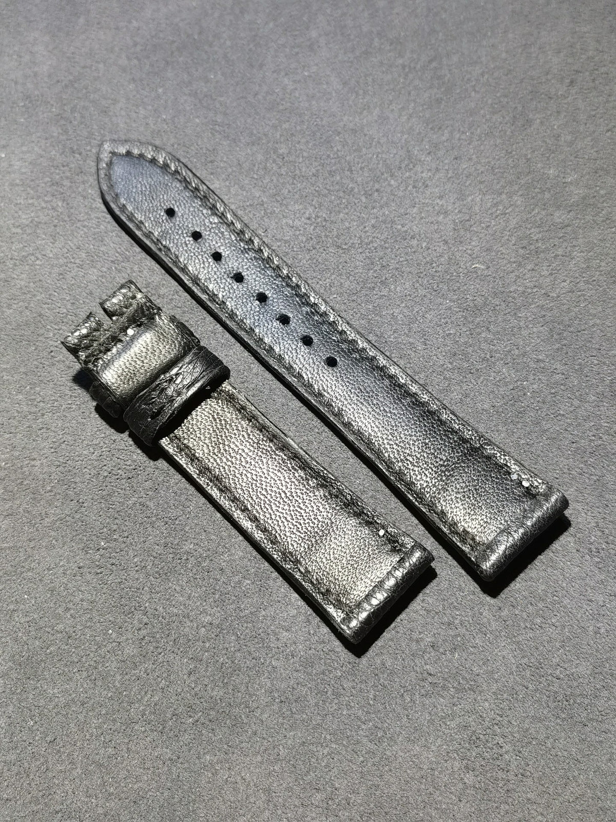 Black Ostrich Leather Watch Strap