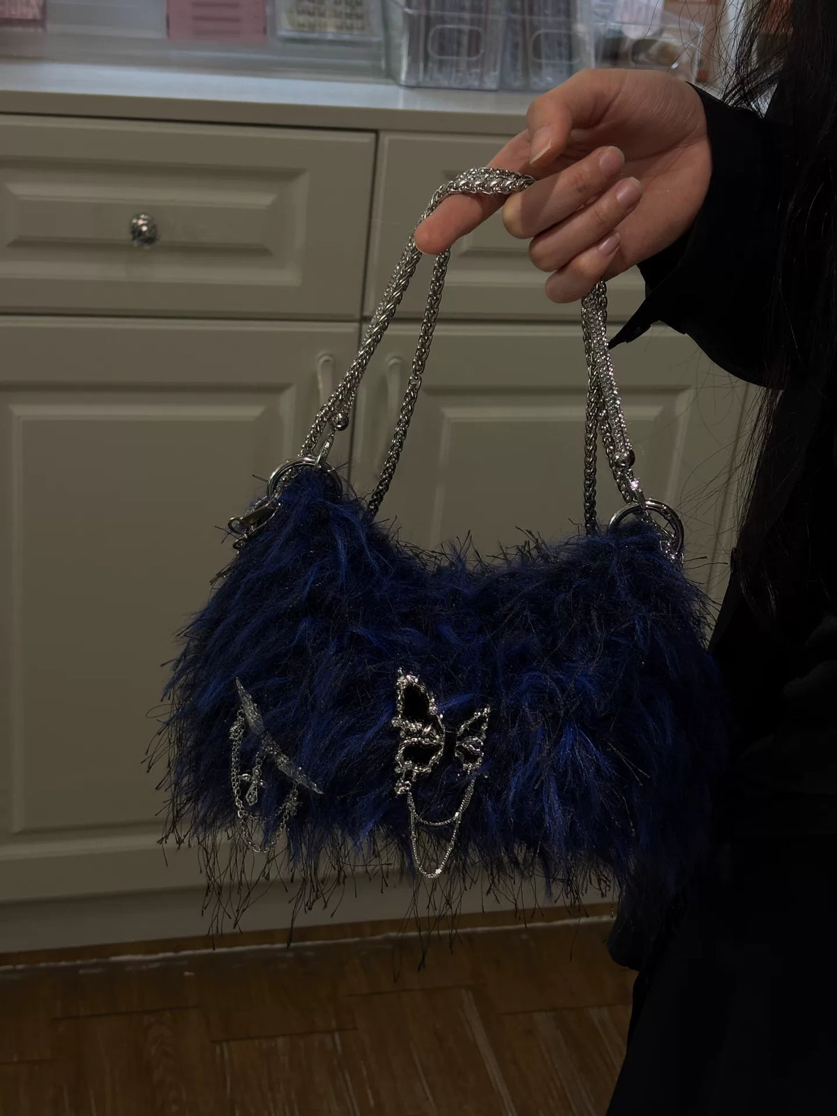 Mitternachtsblaue Häkeltasche