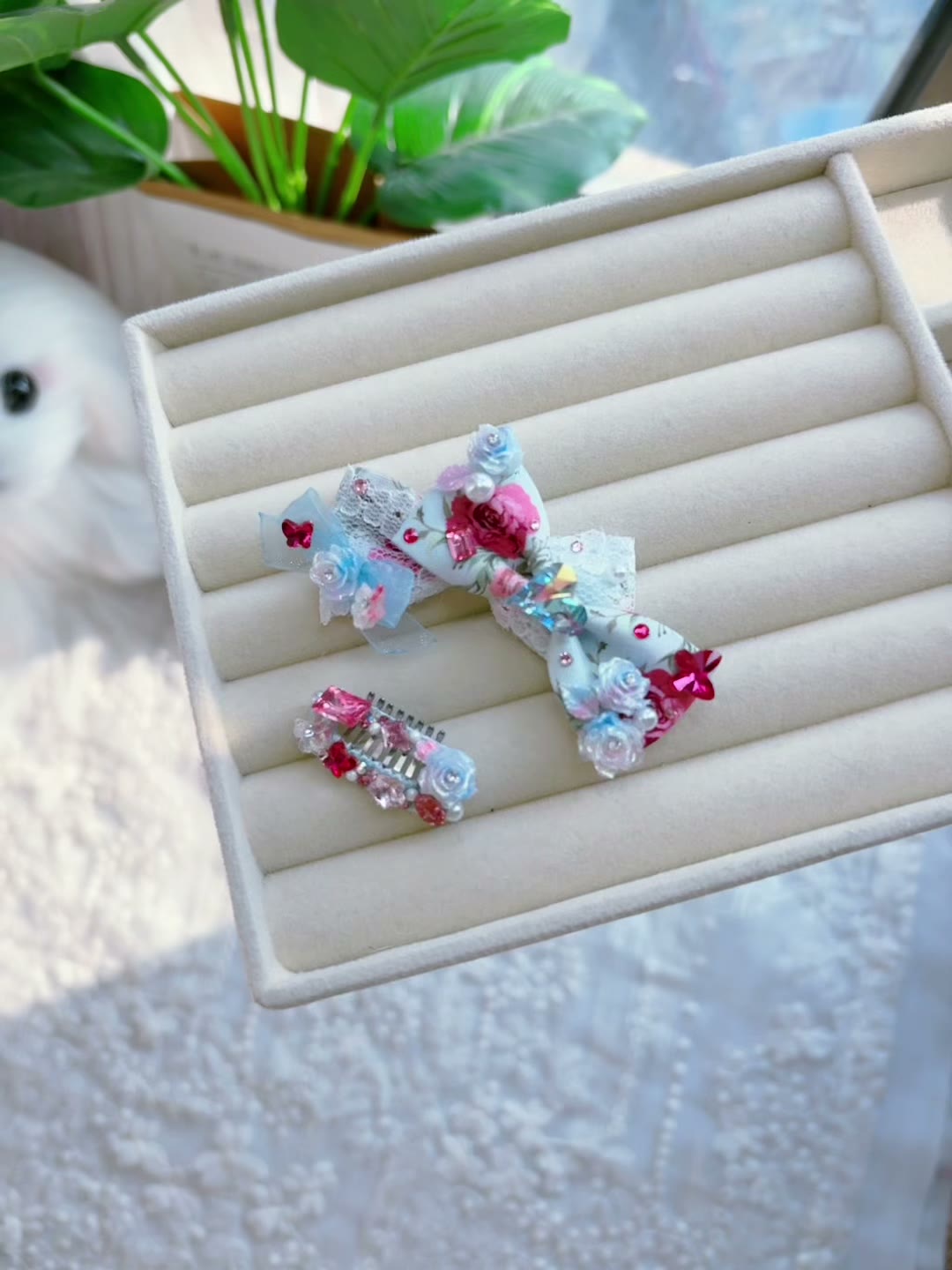 Accesorio para Mascotas con Lazo de Mariposa Hecho a Mano Azul