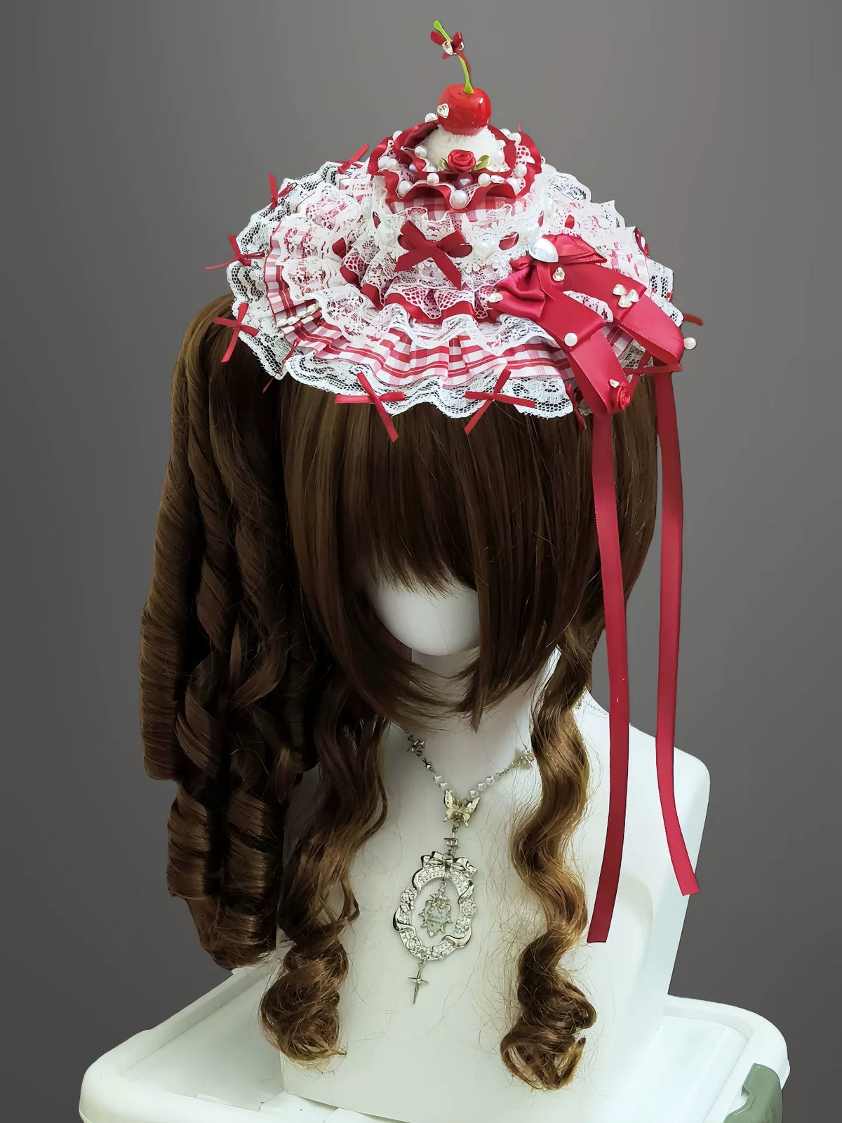 Handmade Wine Red Lolita Mini Hat
