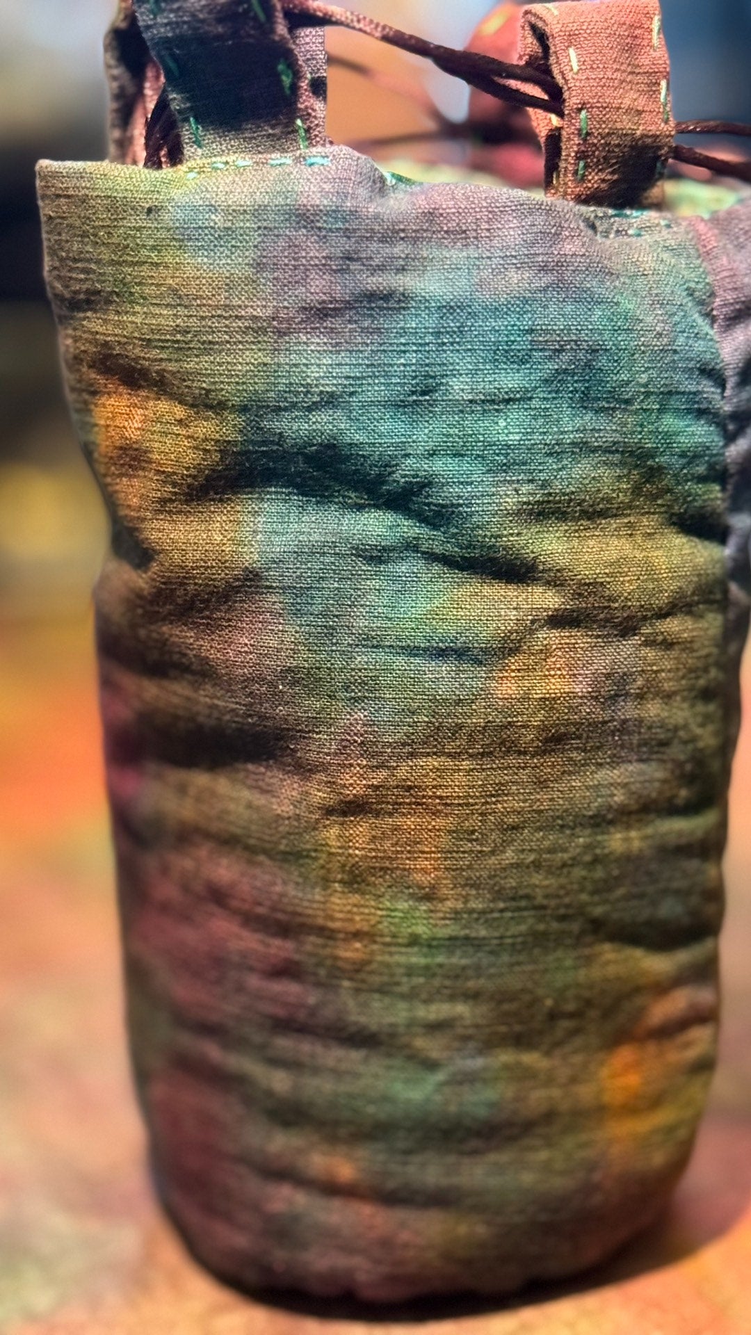 Handwoven Dyed Cylindrical Tea Travel Bag