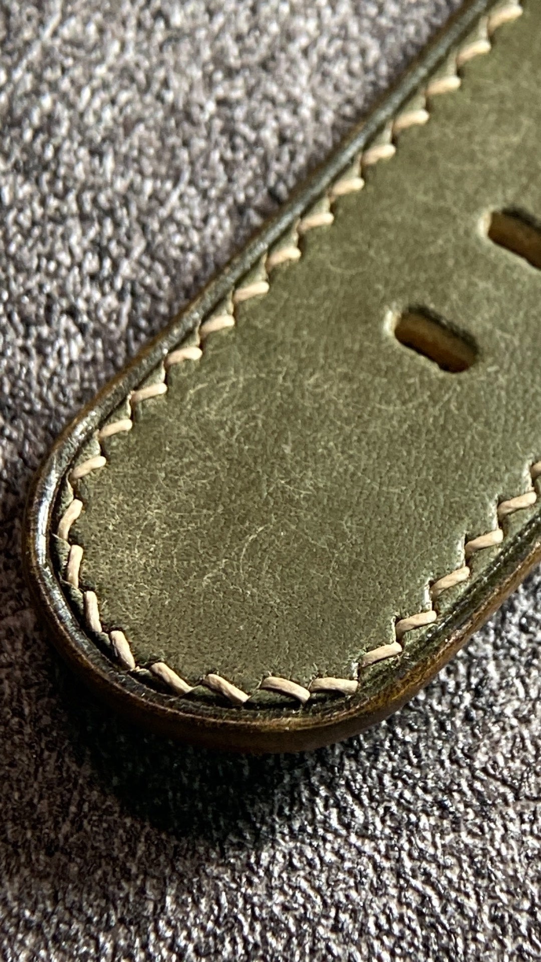 Handcrafted Olive Leather Watch Strap