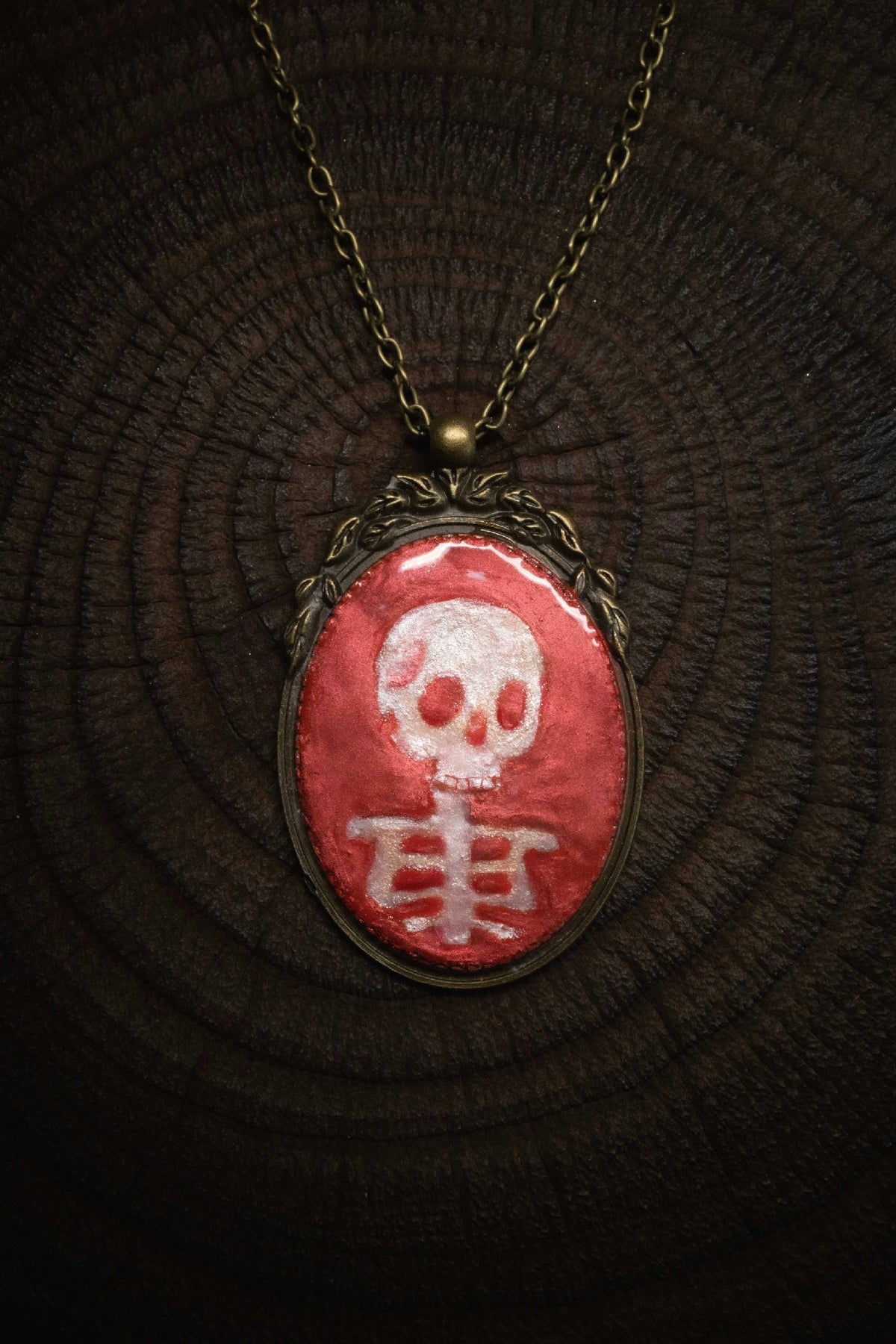 Hand Painted Skeleton Pendant Necklace