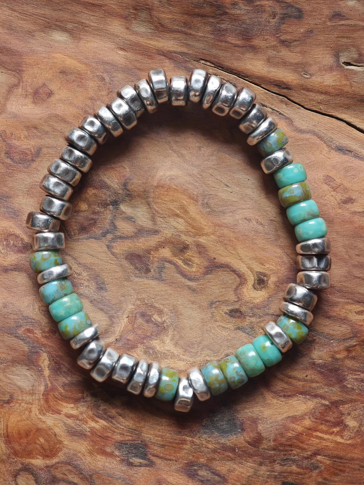 925 Silver Handmade Bracelet Turquoise Glass Beads