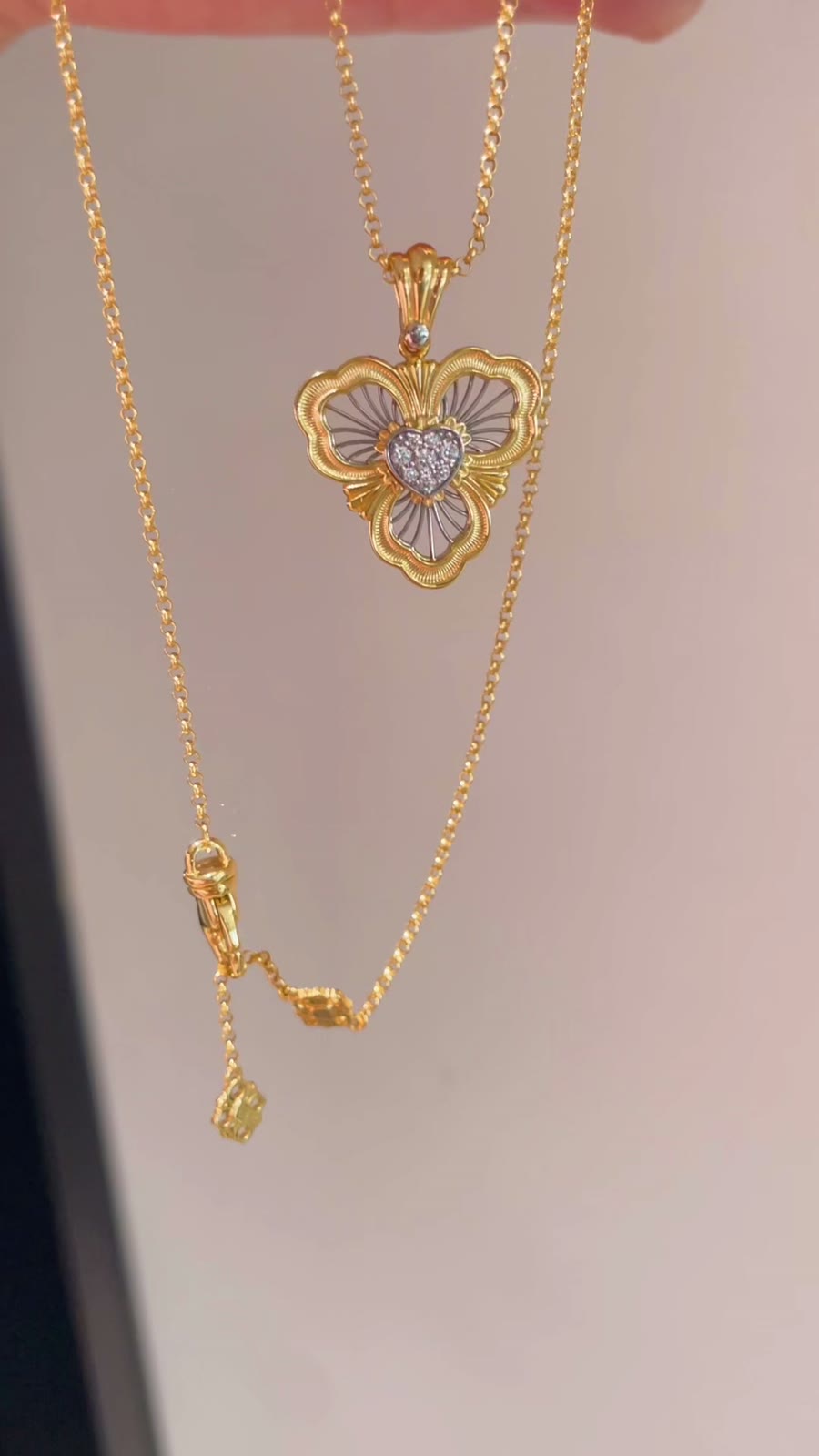 Sterling Silver Clover Necklace Openwork Design