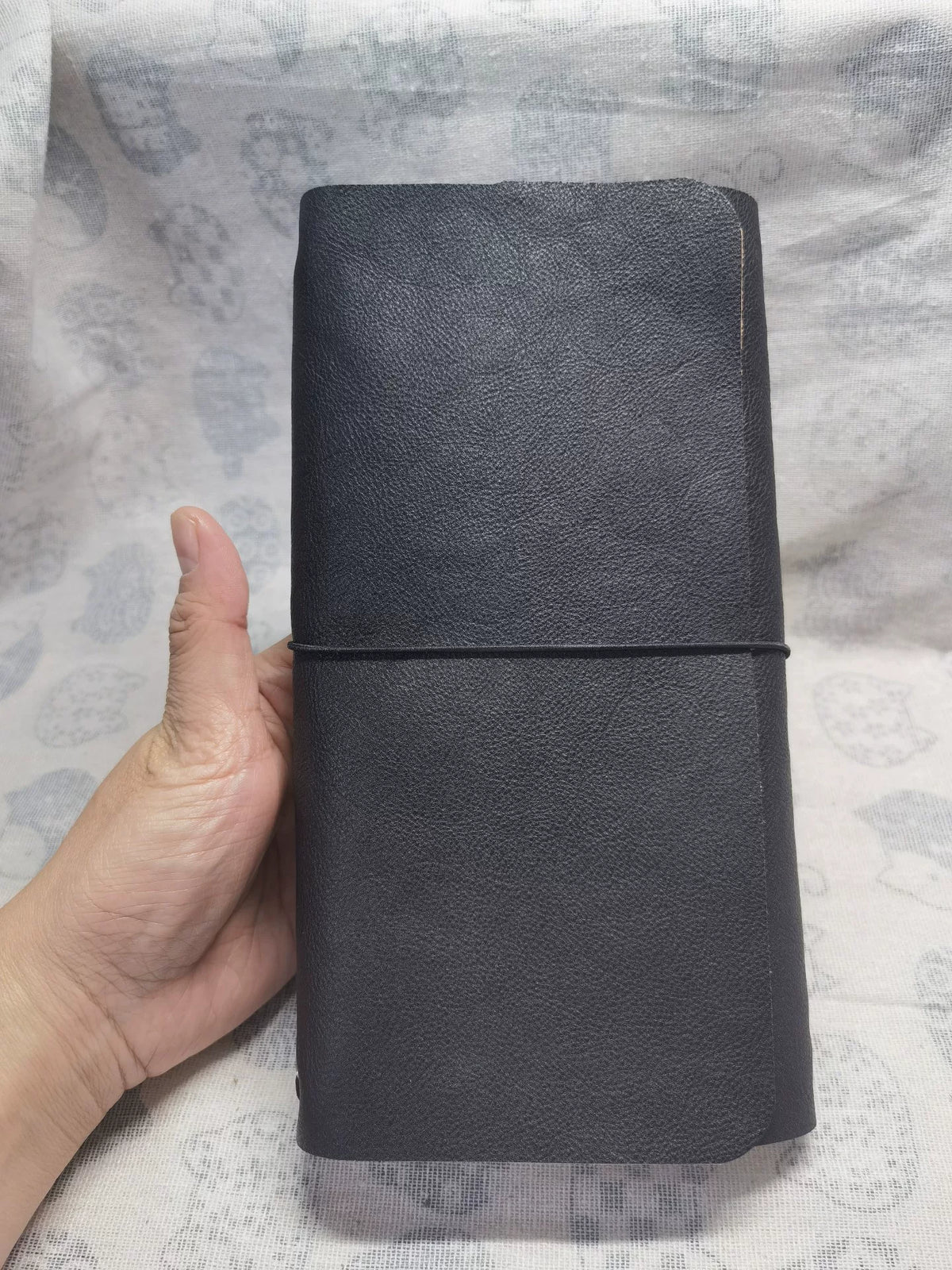 Schwarzes Leder A5S TN Dreifaltige Notizbuch-Hülle