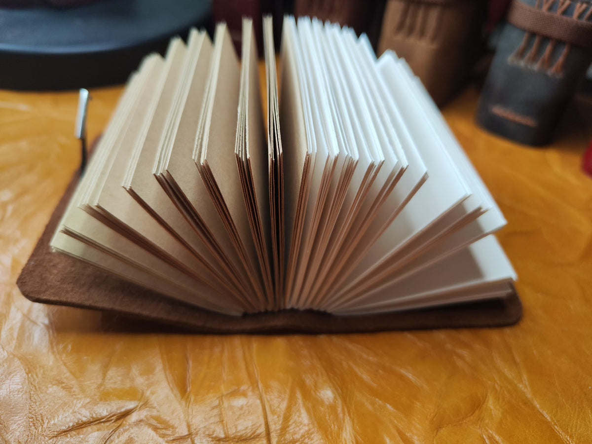 Genuine Leather Pocket Journal with Cross Stitch Binding