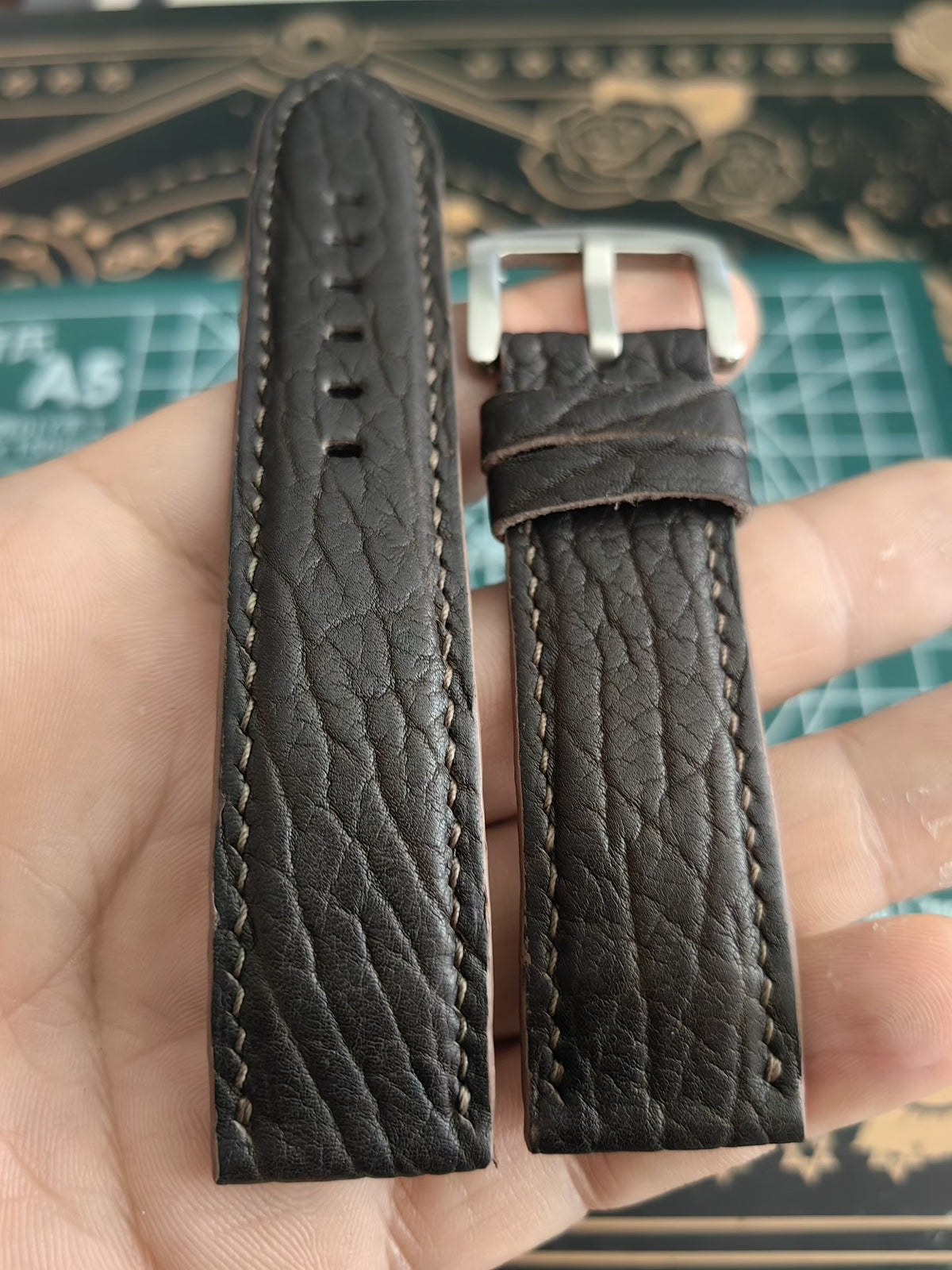 Brown Seal Leather Watch Strap 22mm
