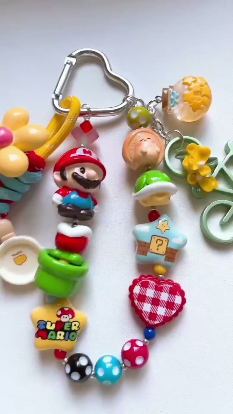 Mario Figurine Beaded Keychain Charm