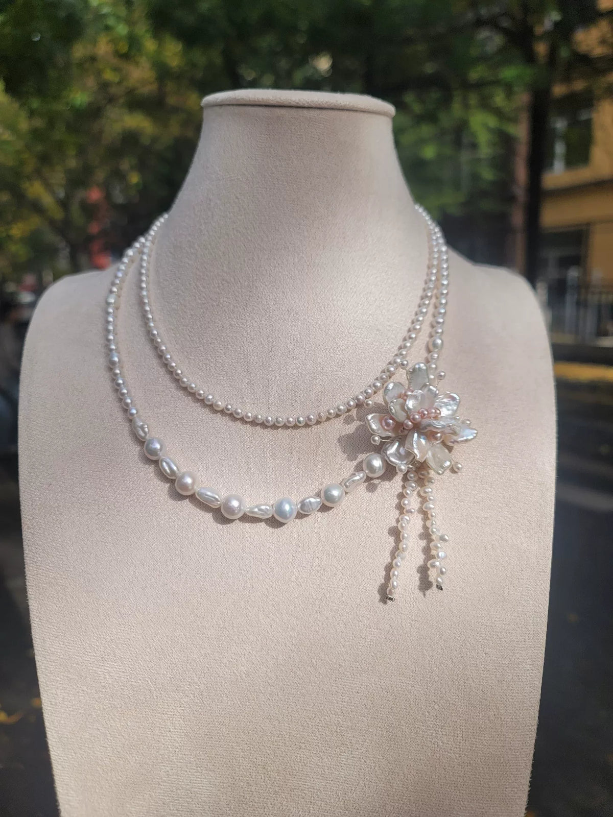 Natural Freshwater Pearl Double Layer Necklace