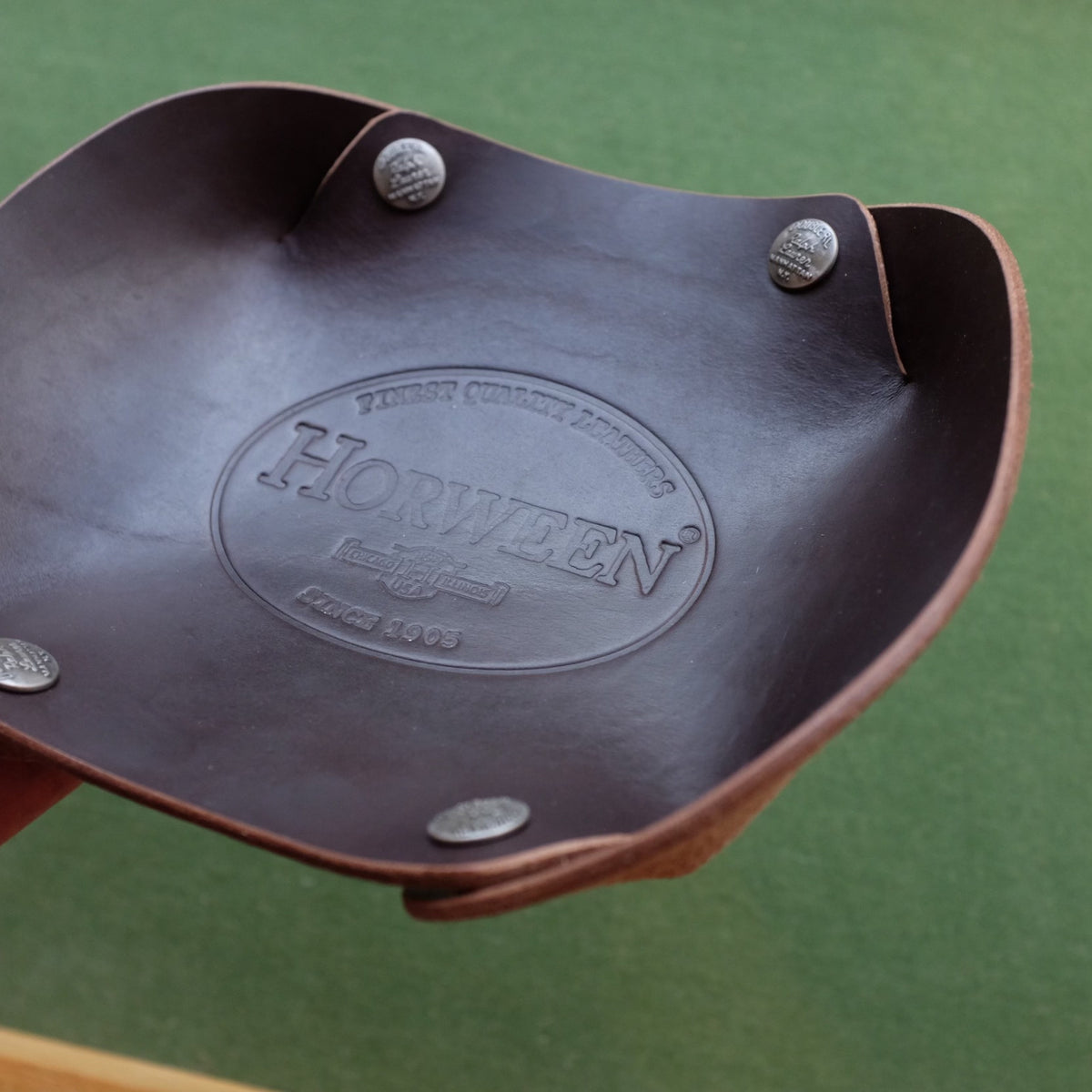 Horween CXL Leather Tray with Brass Snap Buttons