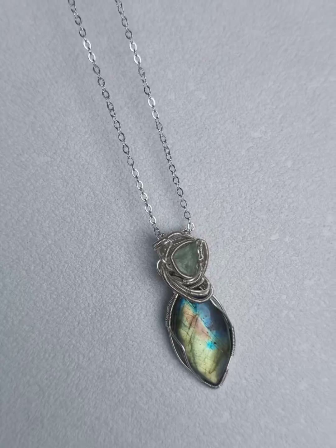 Handcrafted Wire Wrapped Labradorite Fluorite Necklace