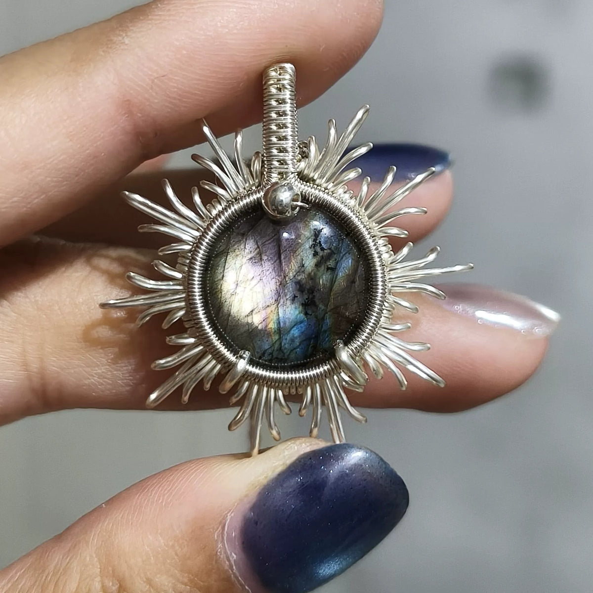 Labradorite Wire Wrapped Copper Pendant