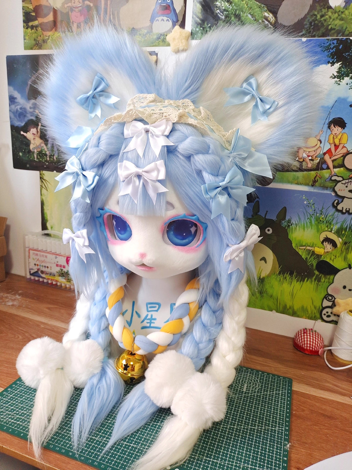 Kigurumi Bear Head with Blue Braids