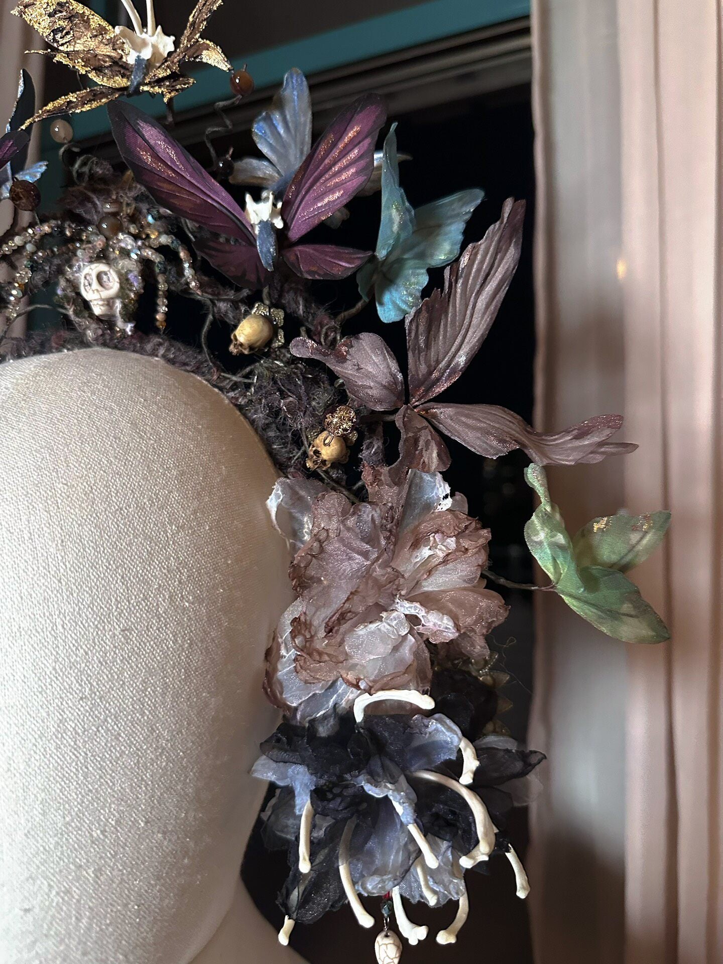 VIC Custom Silk Qing Dynasty Butterfly and Floral Headpiece