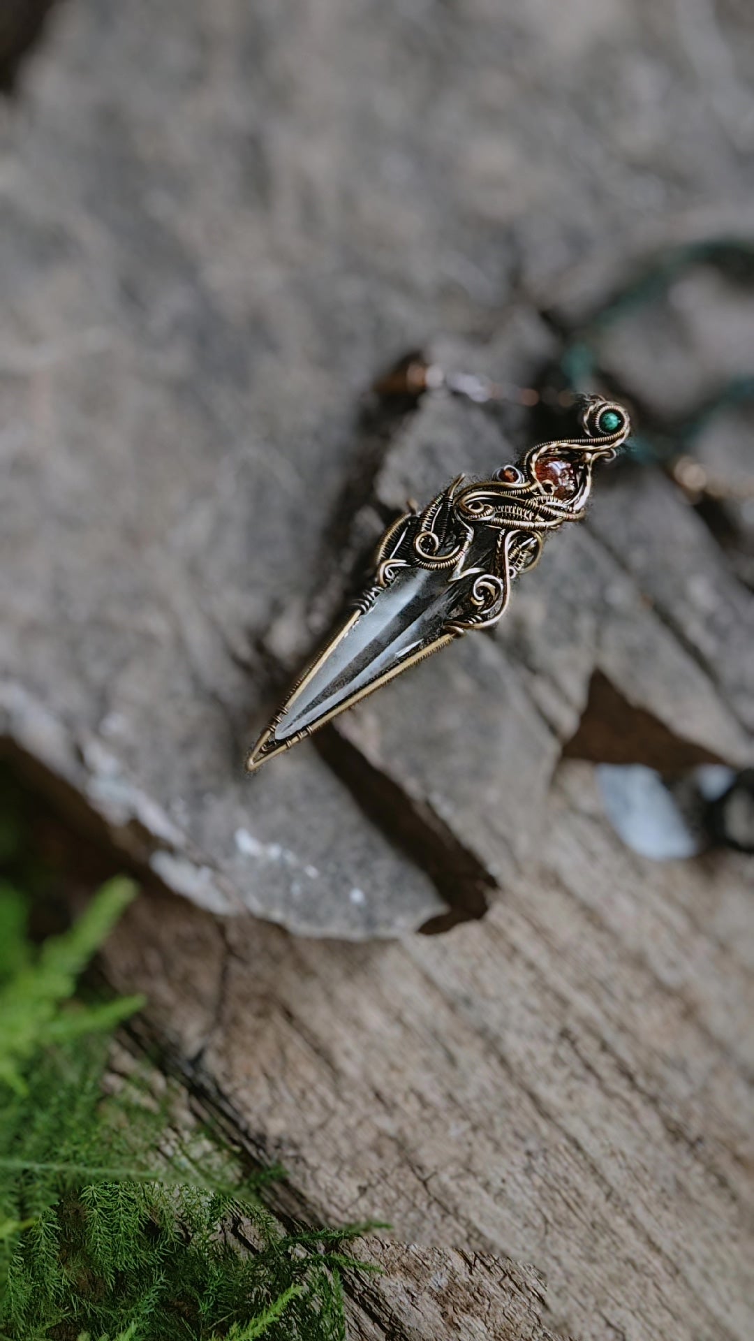 Lemurian Crystal Wire Wrapped Pendant
