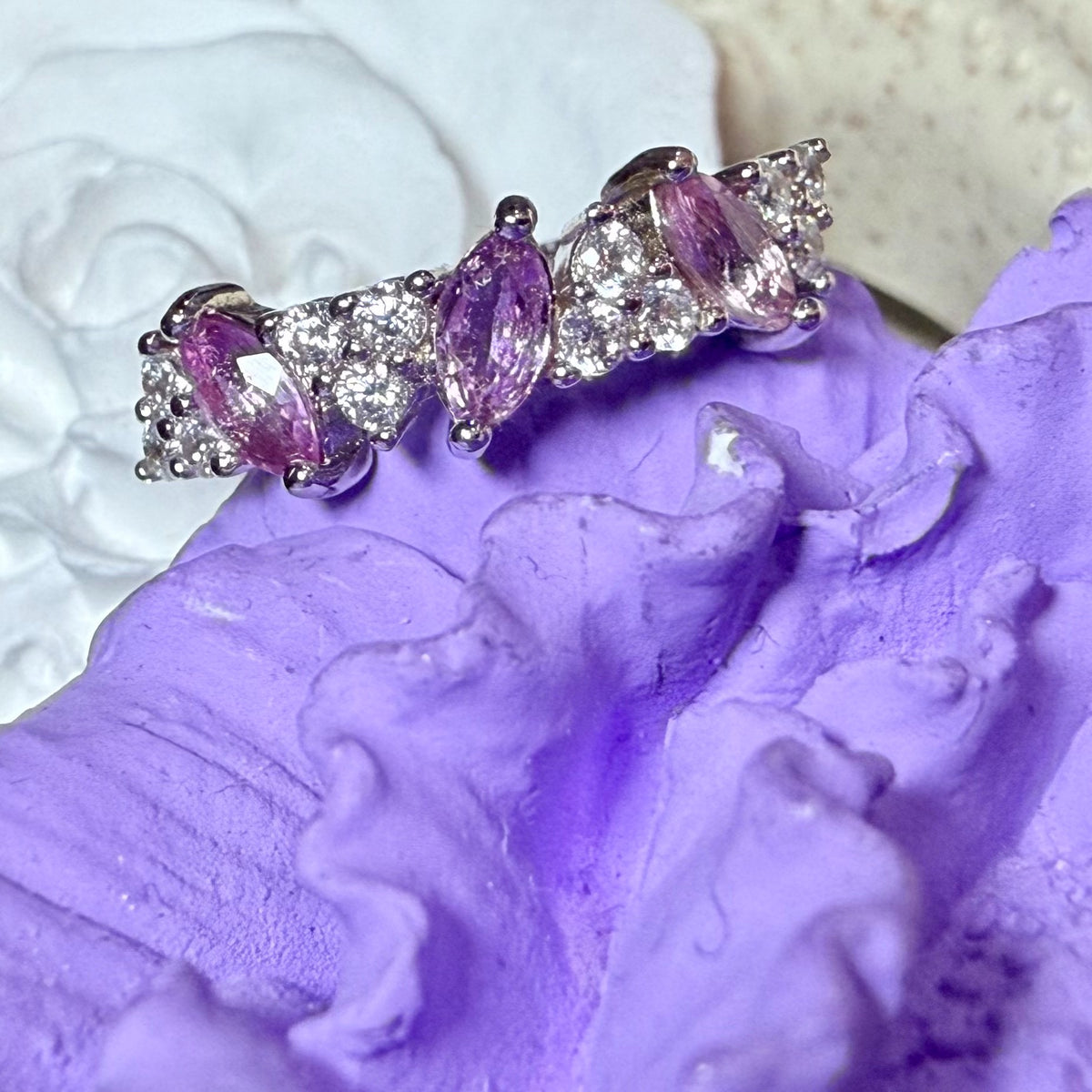 Anillo de Zafiro Rosa Marquise en Plata de Ley