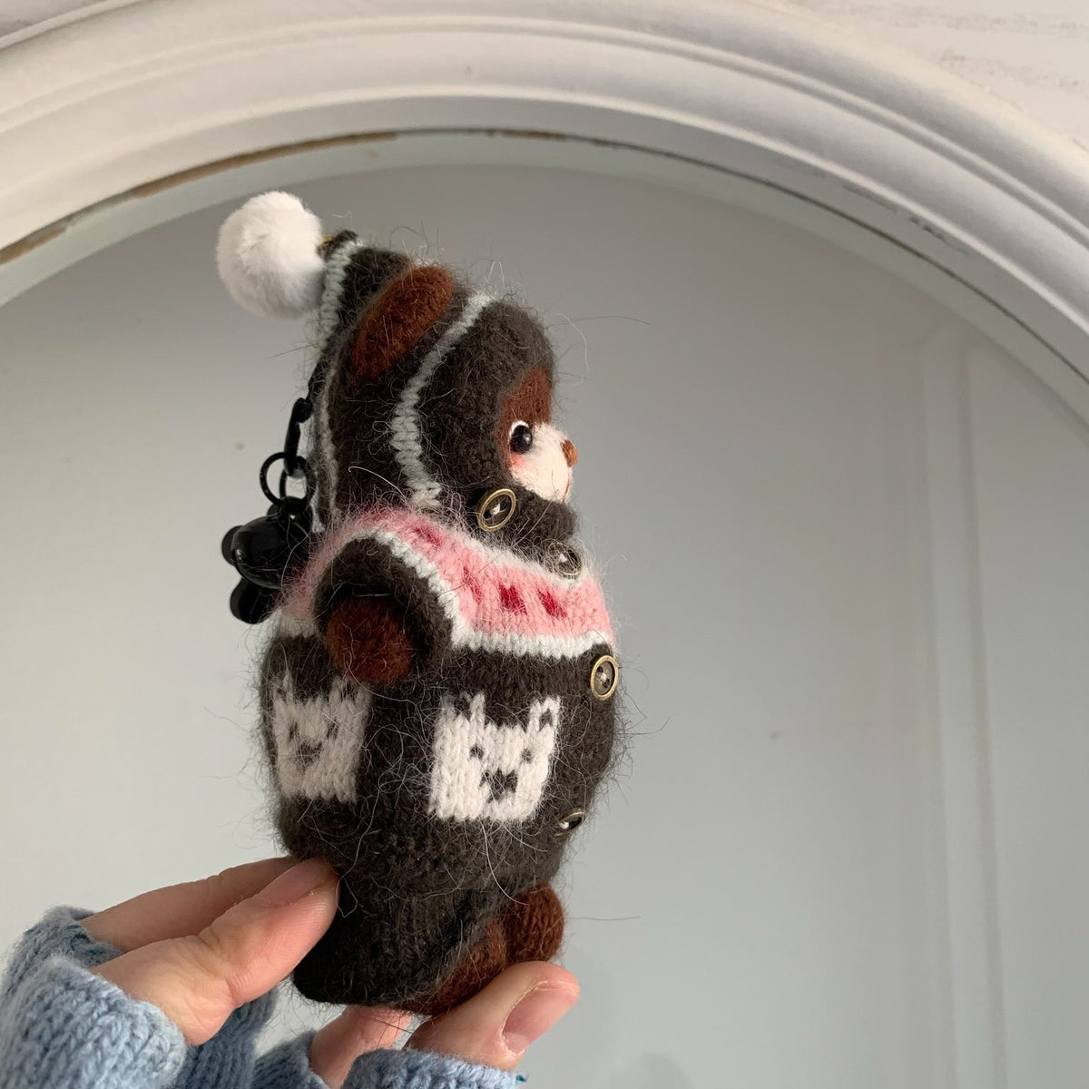 Hand Knitted Brown Teddy Bear Doll 12cm
