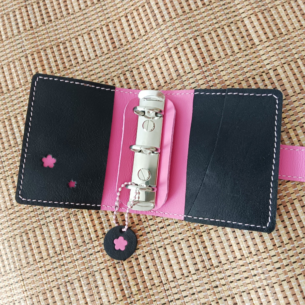 Leather Binder with Pink Strap Closure