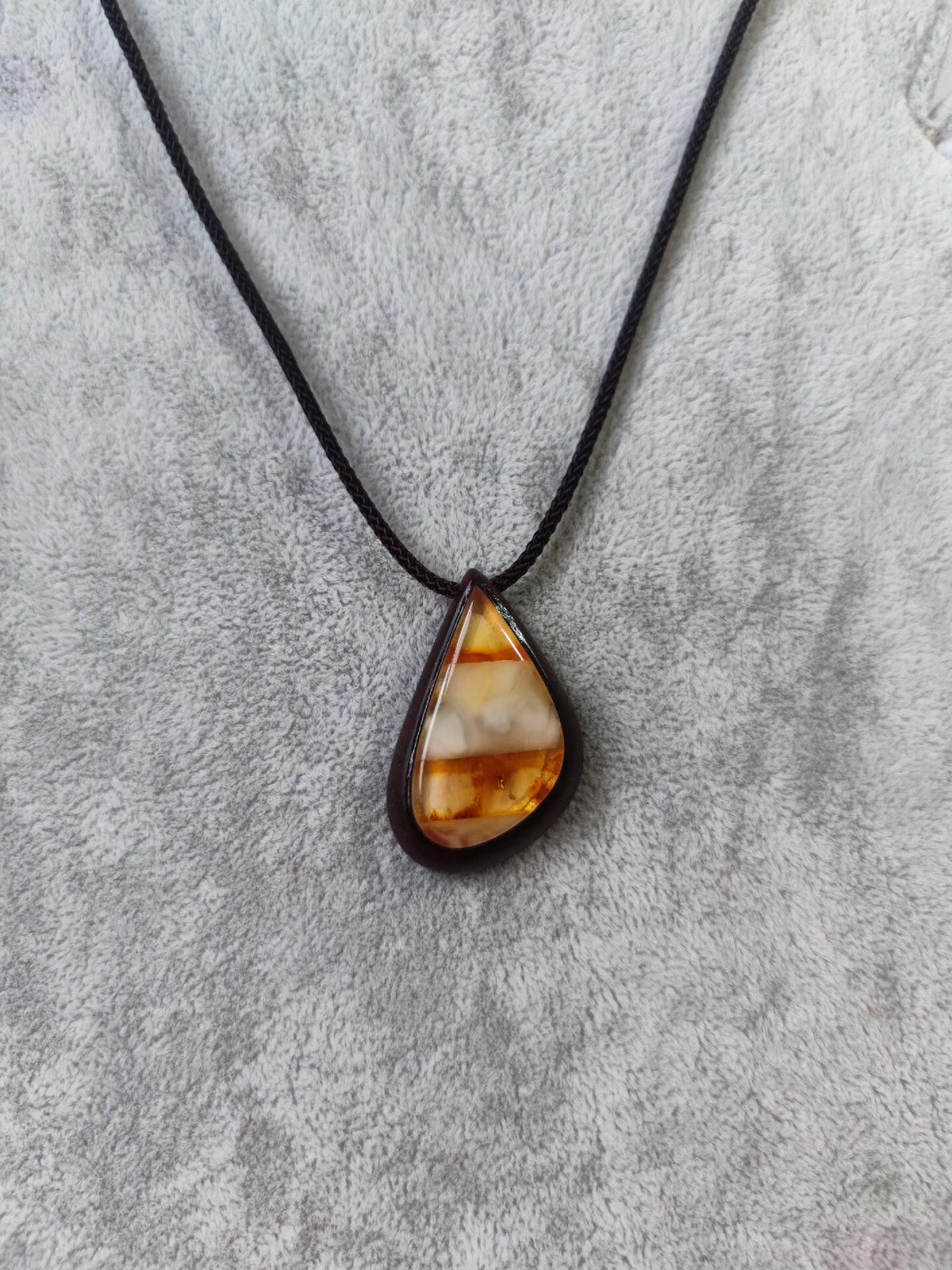 Old Red Sandalwood Amber Teardrop Pendant