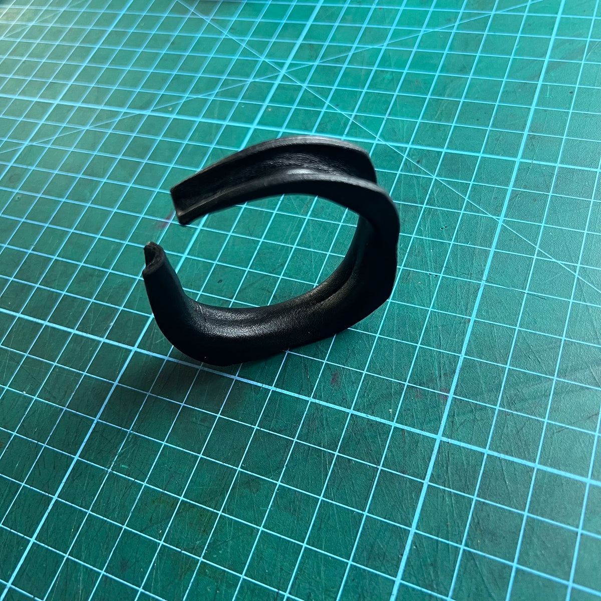 Black Top Grain Leather Cuff Bracelet Bangle