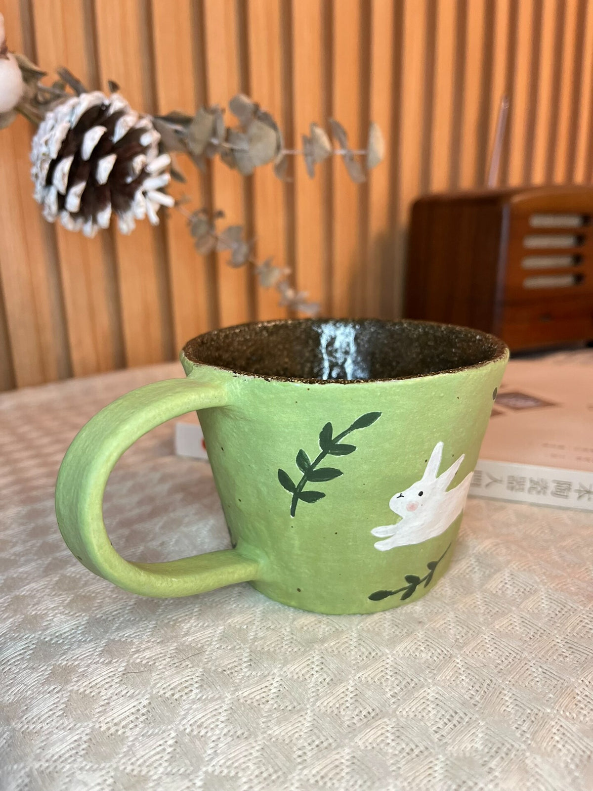 Handmade Black Clay Rabbit Mug