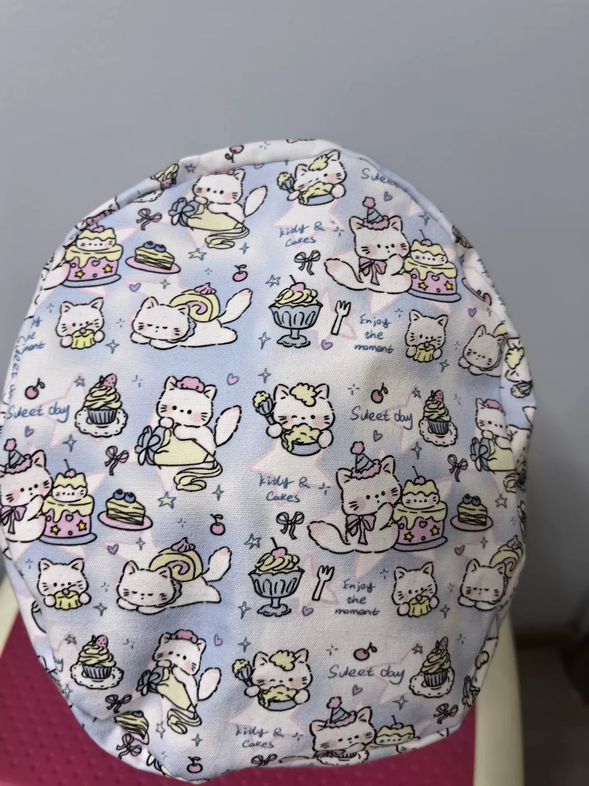 Gorro Quirúrgico de Lona de Algodón Gatos Azul Cielo