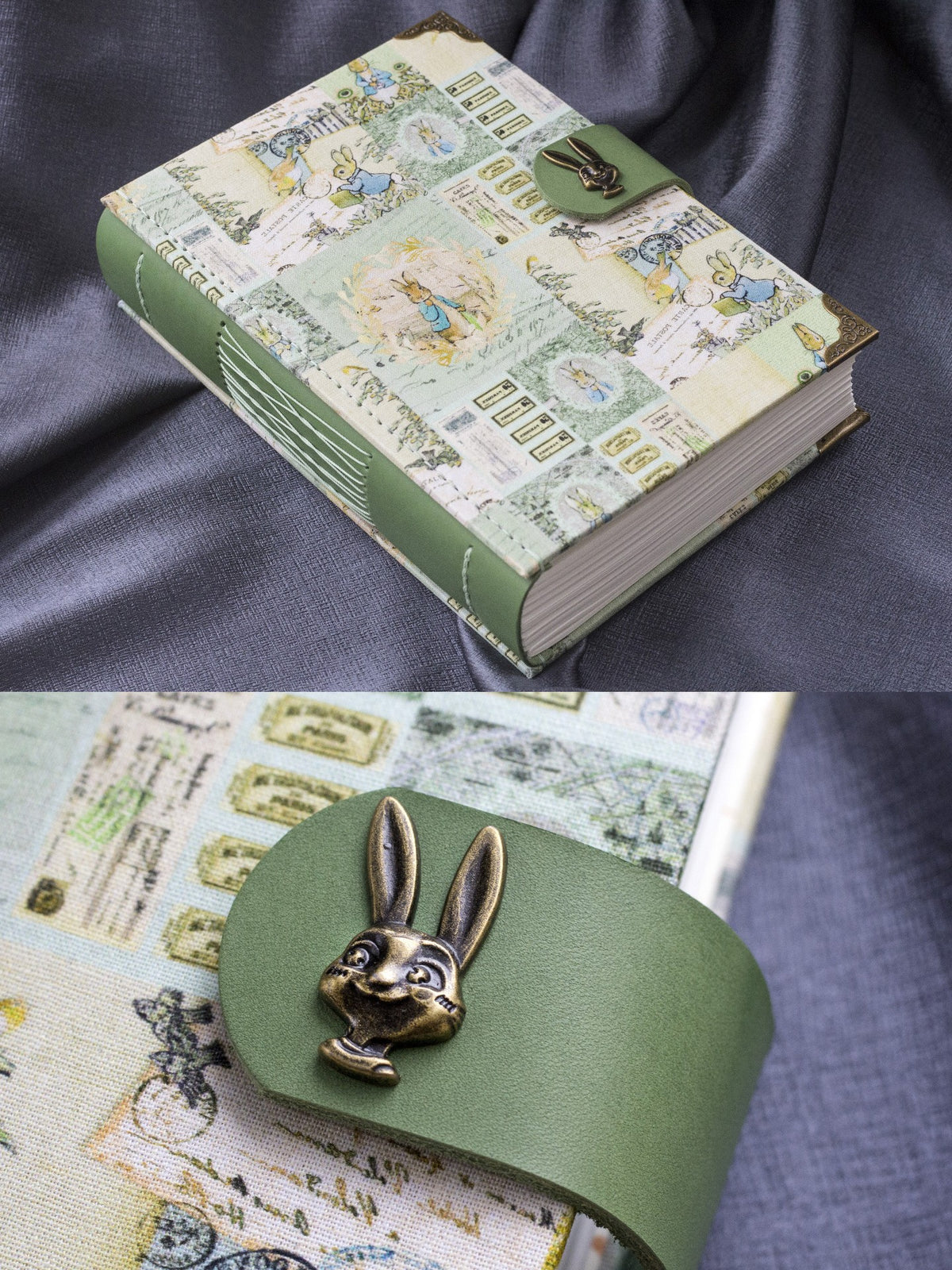 Handgemachtes Peter Rabbit Journal aus Vintage-Stoff
