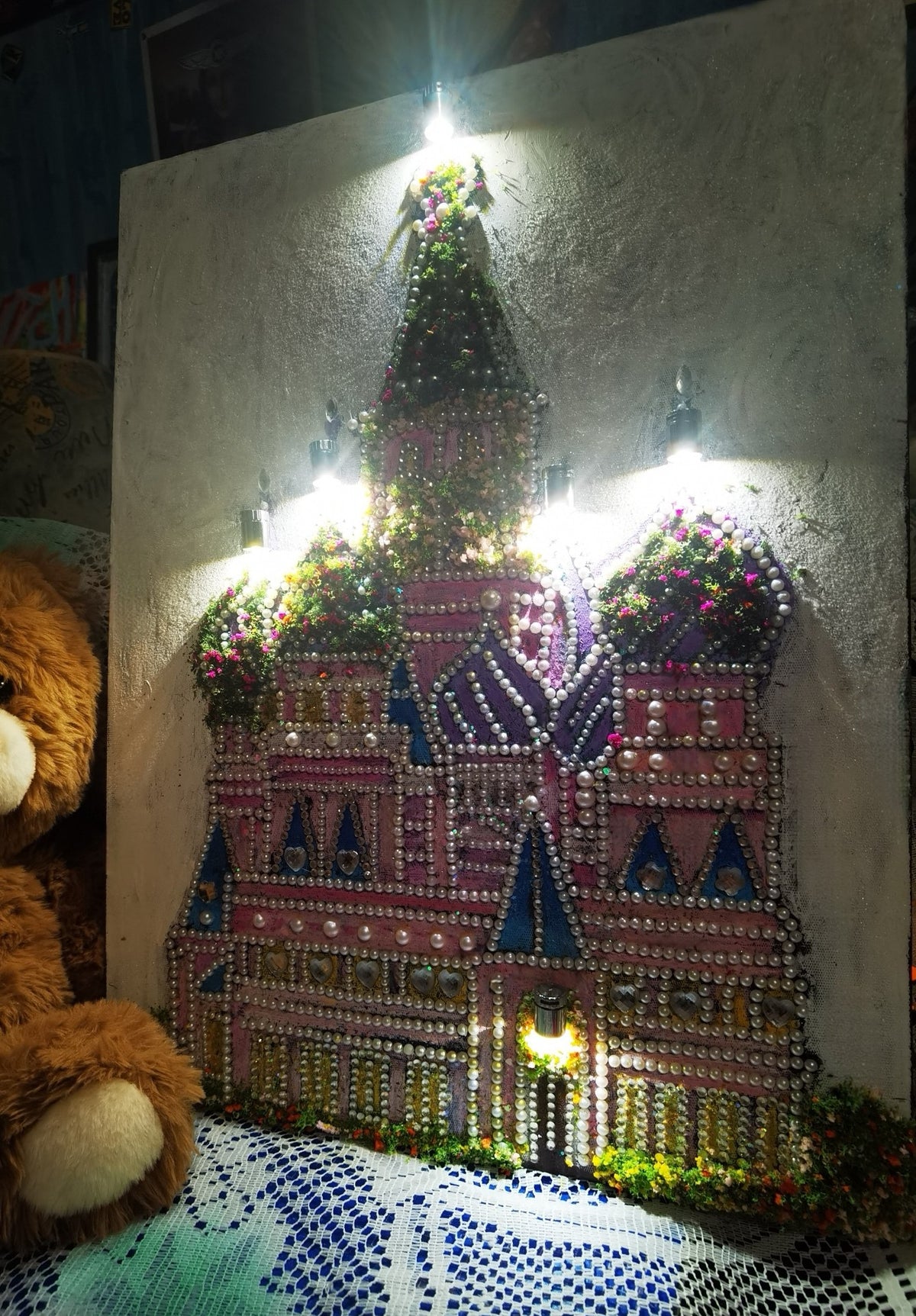 Pearl Castle 3D Painting Alice Garden Handmade Diorama