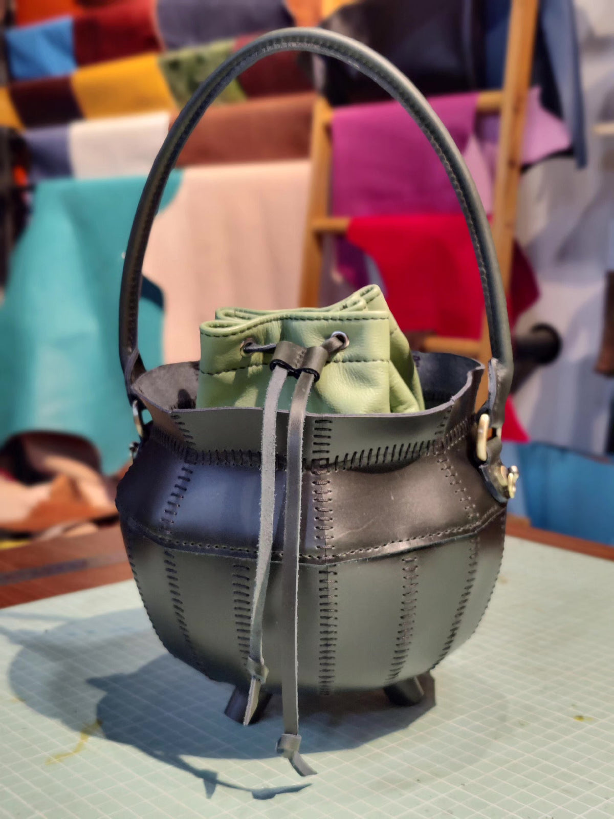 Handcrafted Leather Cauldron Bag Top-Grain