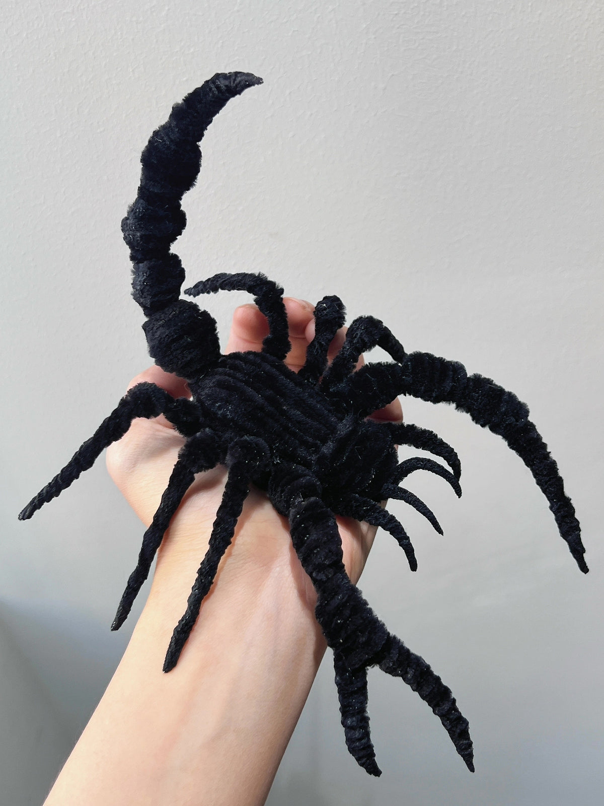 Posed Black Chenille Stem Scorpion Figure
