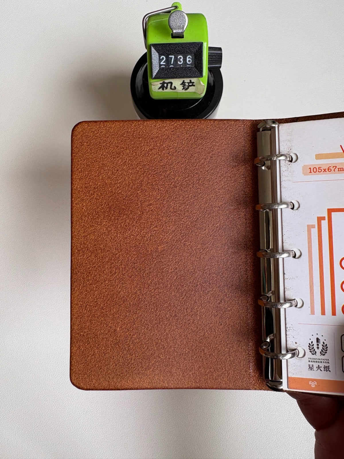 Handcrafted Leather Binder M5 Rings Yellow Brown