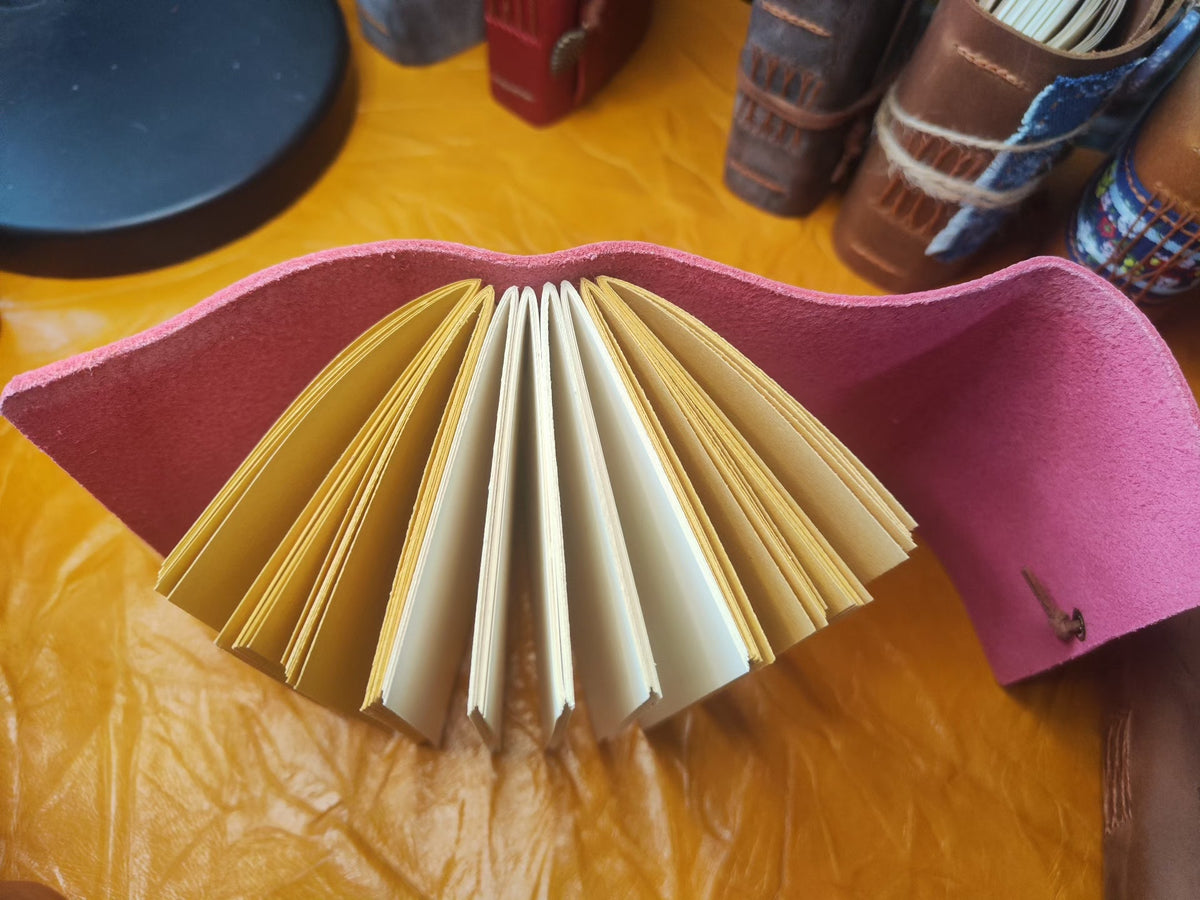 Pink Leather Journal with Mixed Paper Pages