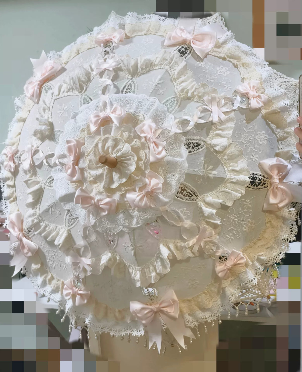Ombrelle Lolita rose artisanale 73 cm