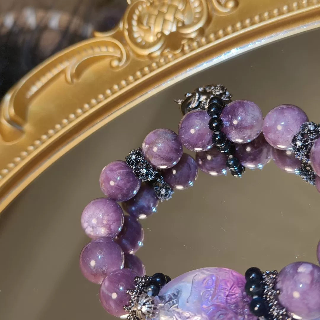Pulseira de Raposa em Ametista com Borla Preta
