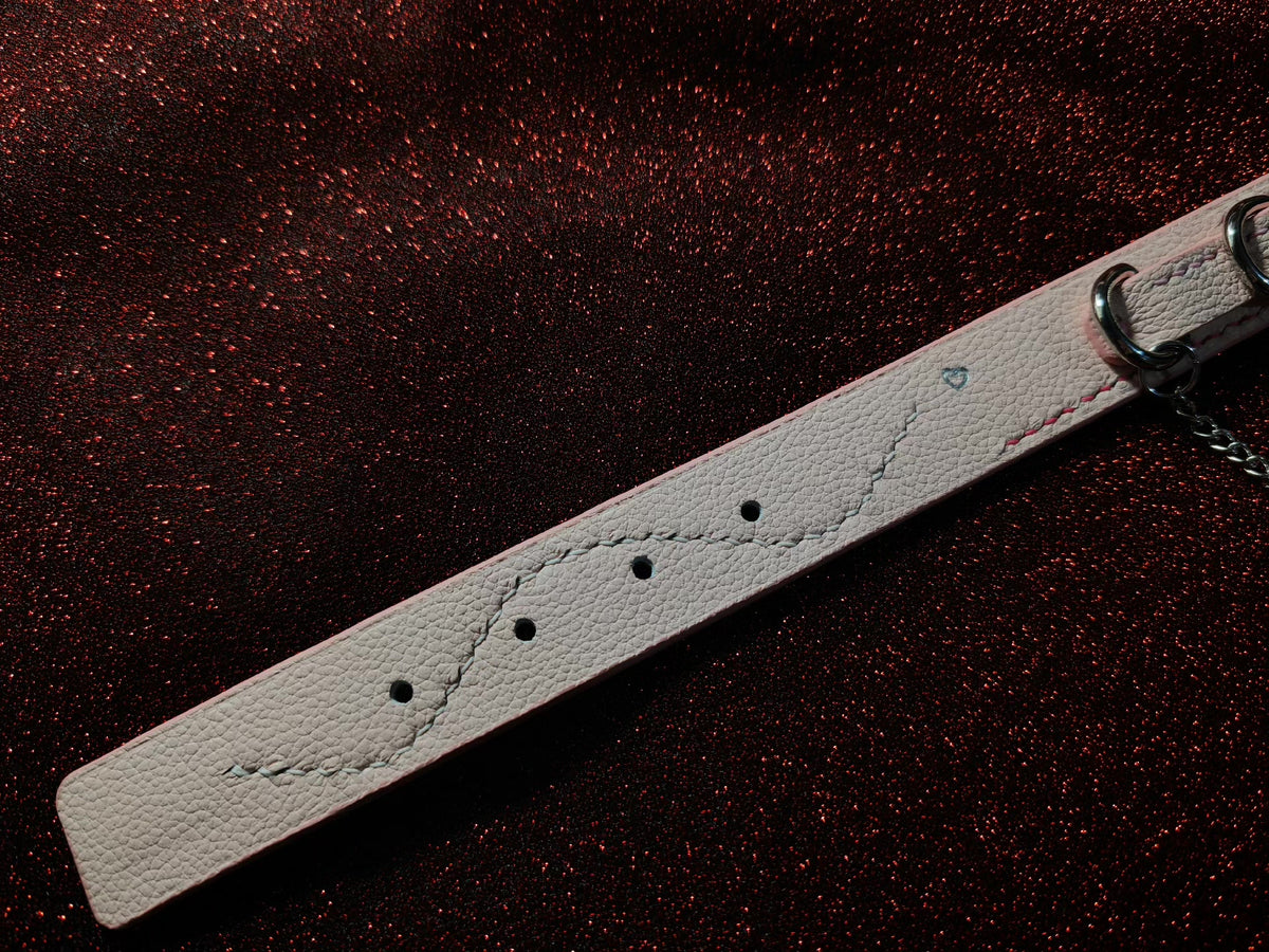 Pink Lychee Grain Double Layer Pet Collar