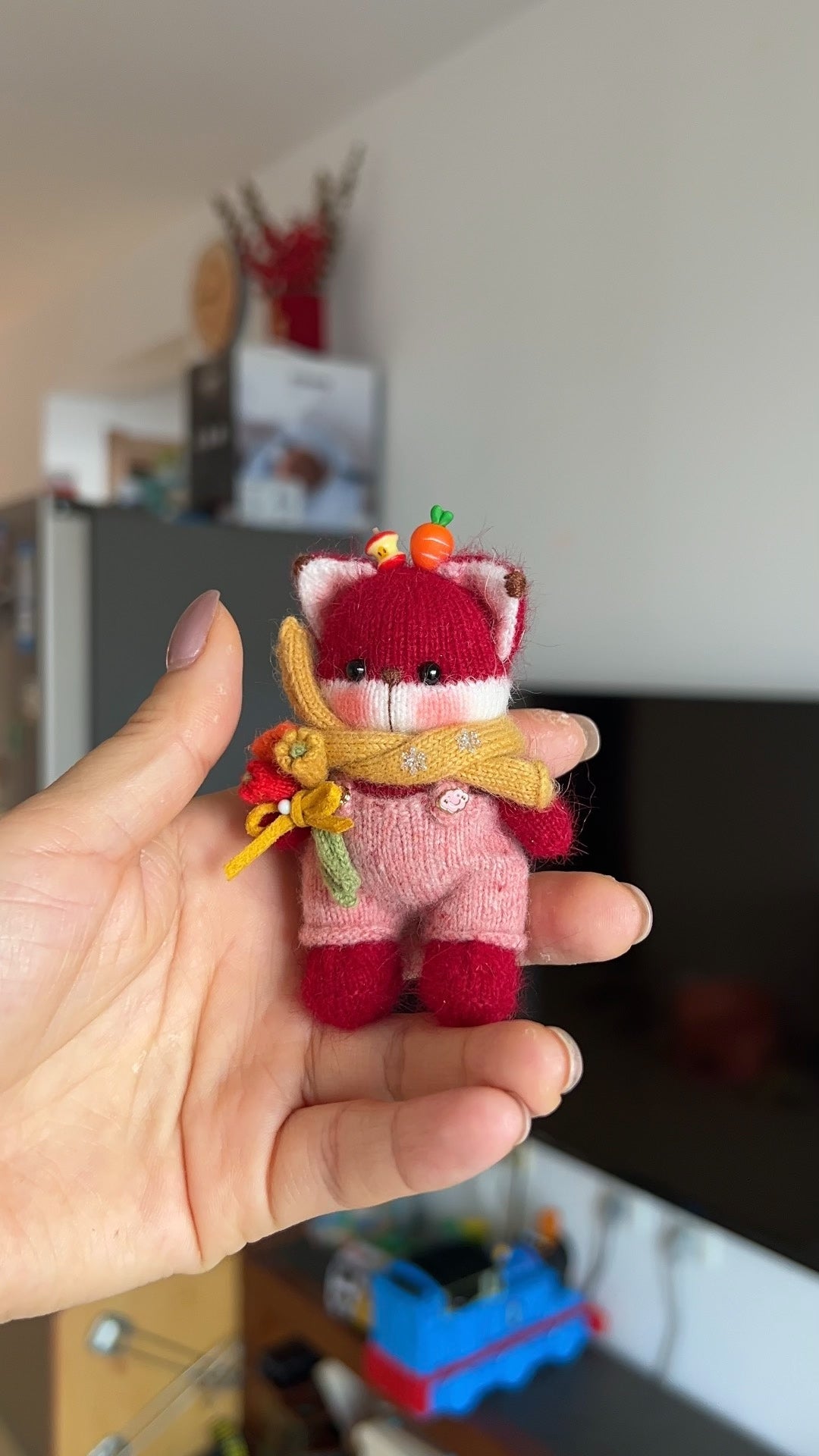 Handgestricktes Mini-Fuchs Pluschtier 8cm