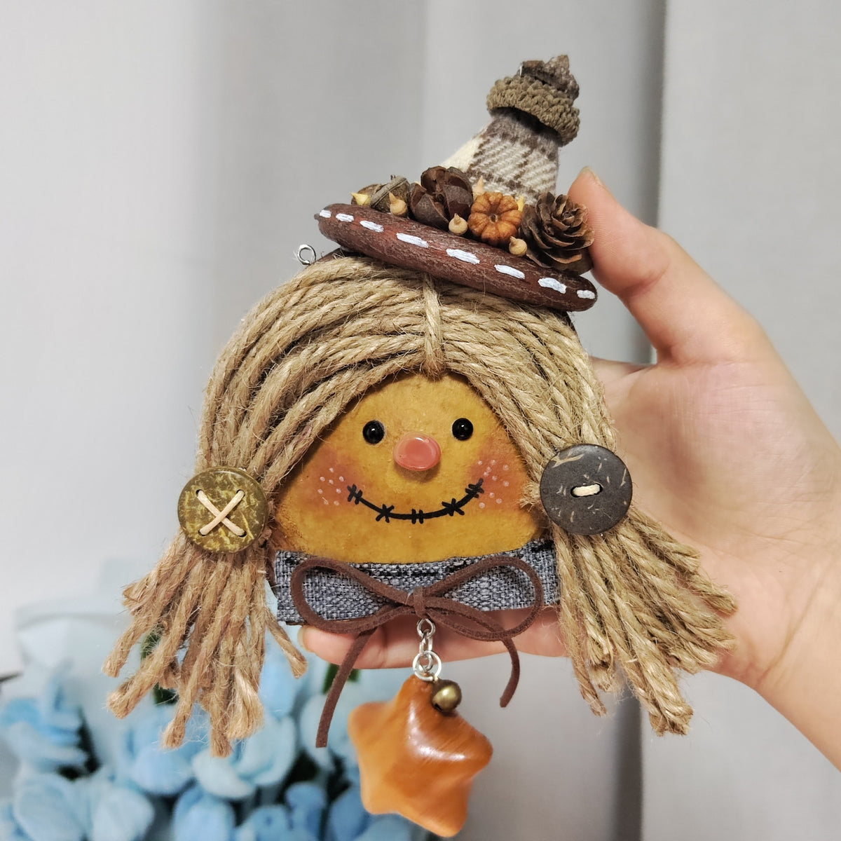 Bean Pod Scarecrow Pendant Handcrafted