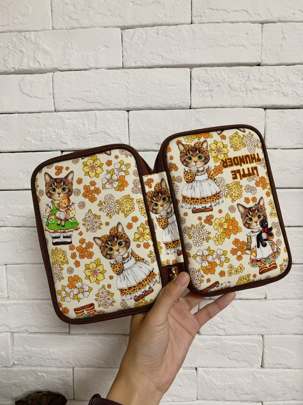 Cat Print Organizer Pouch with Ring Binder