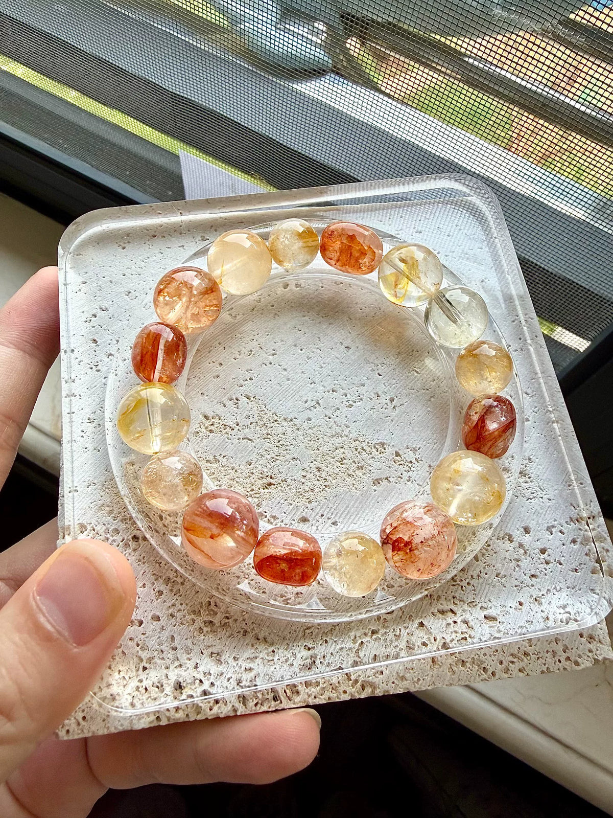 Bracciale a perline multipietra giallo