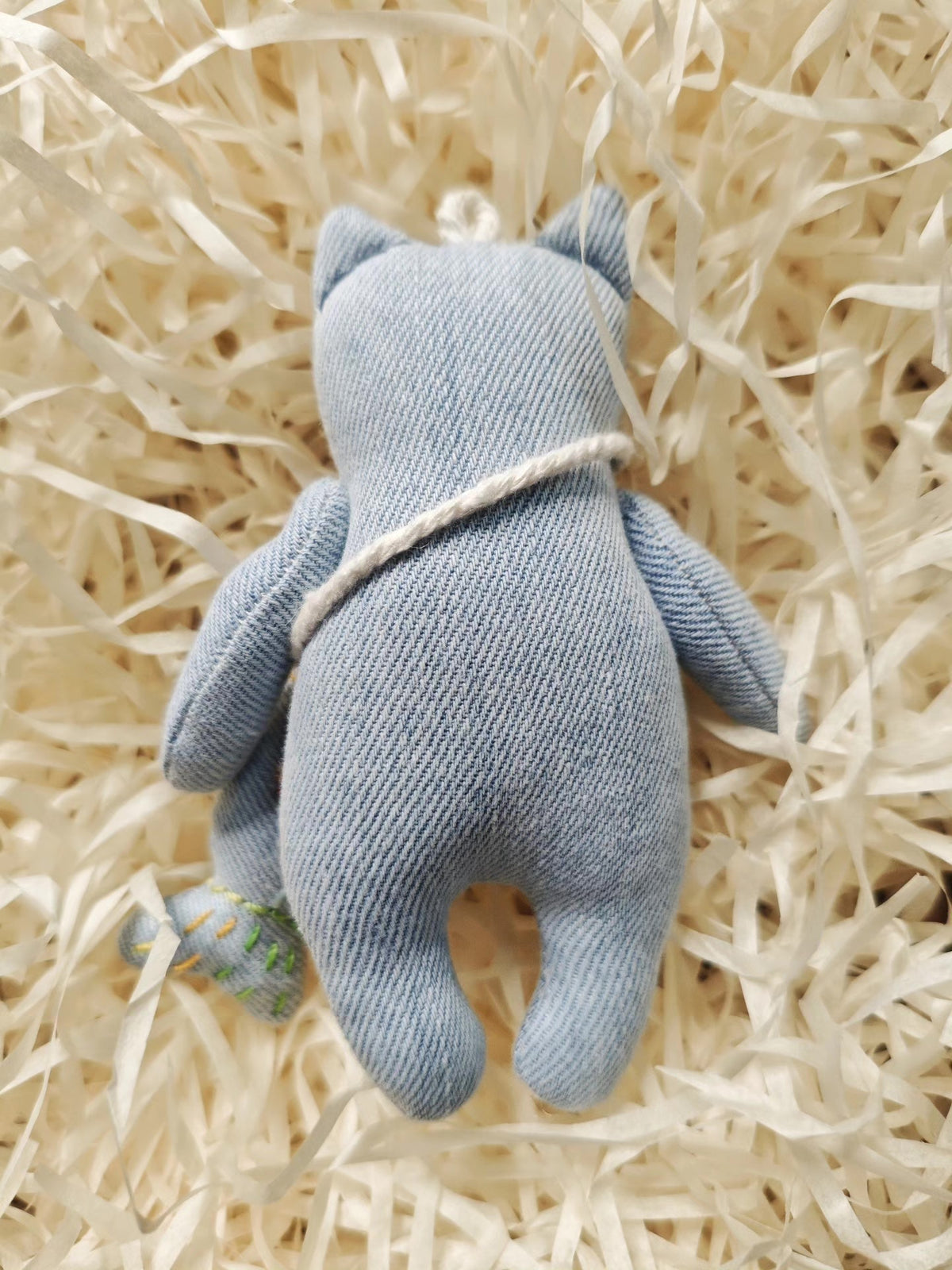 Handgefertigte Denim-Katze-Stofffigur