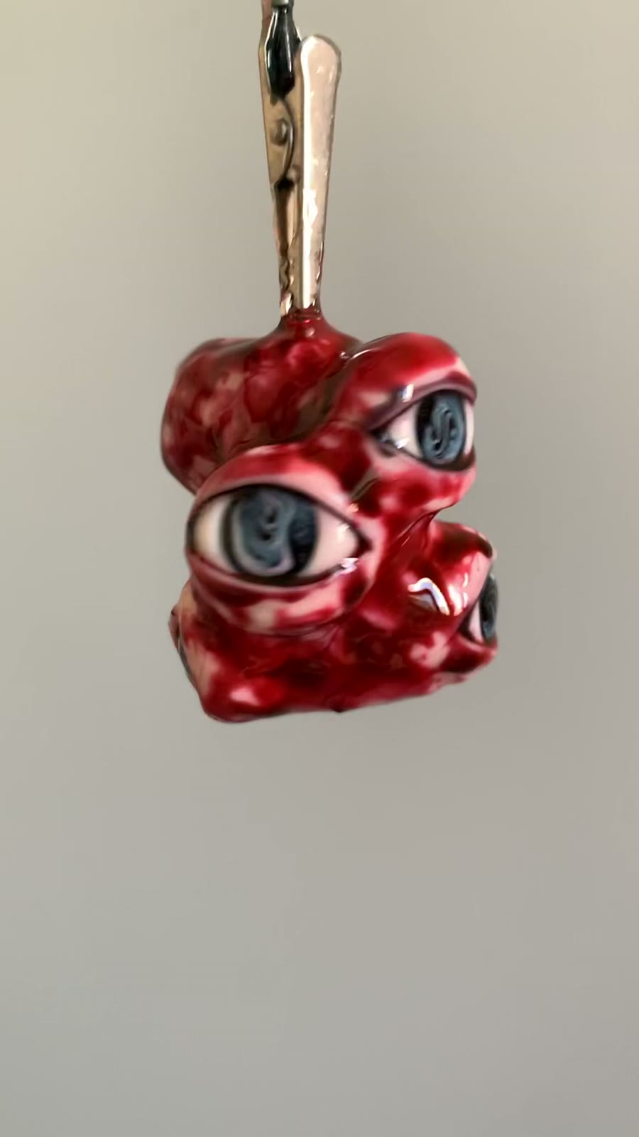 Handmade Clay Cthulhu Charm with Eyeballs